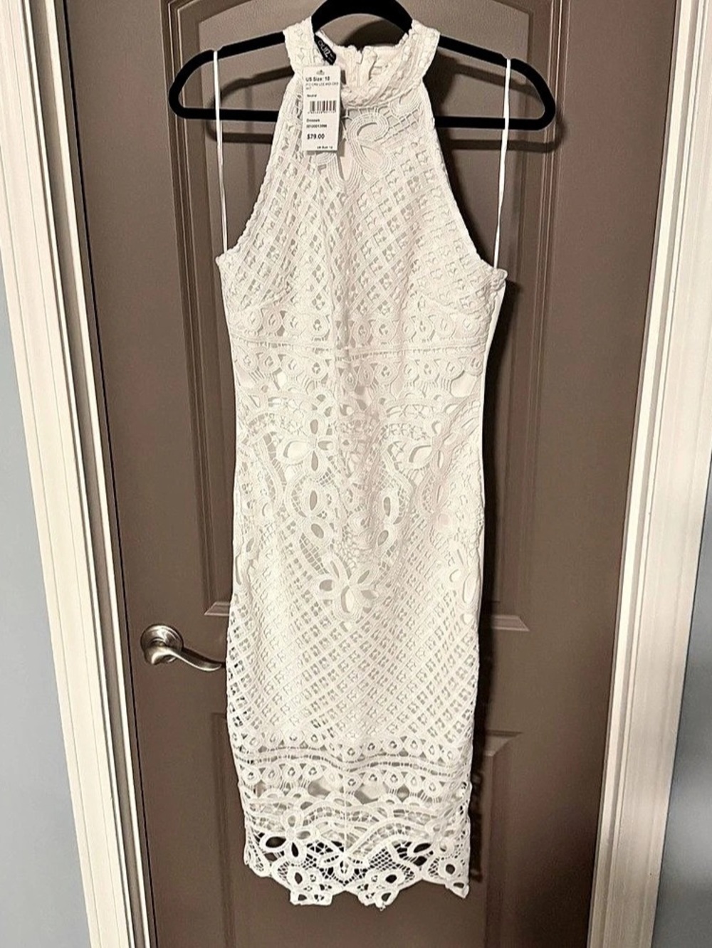 White Lace Midi Halter Dress size 10